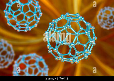 Buckminsterfulleren-Molekül, Illustration Stockfoto
