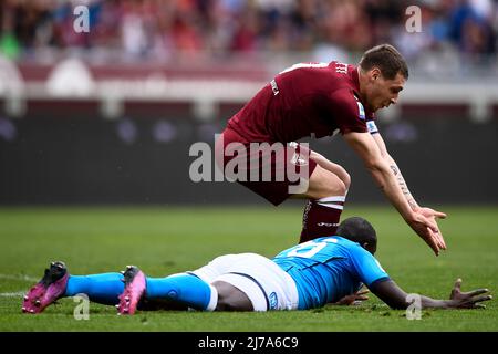 Turin, Italien. 07 Mai 2022. Andrea Belotti vom FC Turin reagiert während des Fußballspiels der Serie A zwischen dem FC Turin und dem SSC Napoli. Kredit: Nicolò Campo/Alamy Live Nachrichten Stockfoto