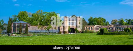 Eintritt in den Botanischen Garten im Schloss, Karlsruhe, Baden Württemberg, Deutschland Stockfoto