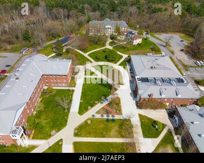 Middlesex Community College Bedford Campus Luftaufnahme in 591 Springs Road in der Stadt Bedford, Massachusetts, USA. Stockfoto