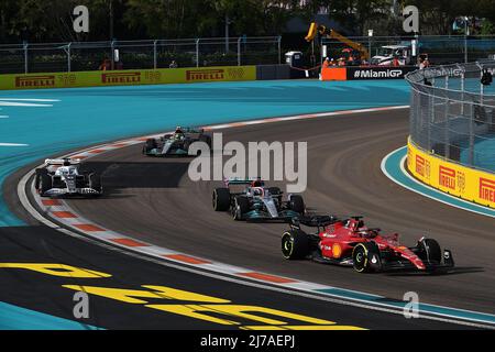 06.05.2022, Miami International Autodrome, Miami, FORMEL 1 CRYPTO.COM MIAMI GRAND PRIX,im Bild Charles Leclerc (MCO), Scuderia Ferrari, Pierre Gasly (FRA), Scuderia AlphaTauri, George Russel (GBR), Mercedes-AMG Petronas Formel-1-Team, Lewis Hamilton (GBR), Mercedes-AMG Petronas Formel-1-Team Stockfoto
