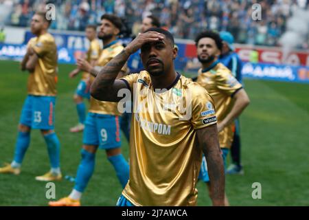 Malcom Filipe Silva de Oliveira, allgemein bekannt als Malcom (Nr.11) nimmt an der Ehrerbietung der Champions Russlands an die Fußballspieler des Zenit Fußballvereins Teil. (Foto von Maksim Konstantinov / SOPA Images/Sipa USA) Stockfoto