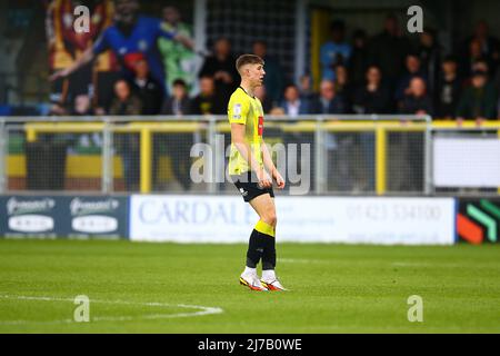 The EnviroVent Stadium, Harrogate, England - 7.. Mai 2022 Josh Austerfield (19) von Harrogate - während des Spiels Harrogate gegen Sutton, EFL League 2, 2021/22, im EnviroVent Stadium, Harrogate, England - 7.. Mai 2022 Credit: Arthur Haigh/WhiteRoseFotos/Alamy Live News Stockfoto