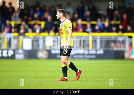 The EnviroVent Stadium, Harrogate, England - 7.. Mai 2022 Nathan Sheron (14) von Harrogate - während des Spiels Harrogate gegen Sutton, EFL League 2, 2021/22, im EnviroVent Stadium, Harrogate, England - 7.. Mai 2022 Credit: Arthur Haigh/WhiteRoseFotos/Alamy Live News Stockfoto