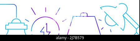 Tischleuchten. Austausch von Ideen, dialogbezogener horizontaler Banner oder unterer Rand Vorlage Hintergrund. Flache Gradientenlinie Vektordarstellung isolat Stock Vektor