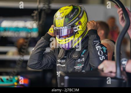 Miami International Autodrome, Miami, USA am 7. Mai 2022 Lewis Hamilton 44 (GBR), Mercedes AMG Petronas W13 Helm während der FORMEL 1 CRYPTO.COM MIAMI GRAND PRIX 2022, Eleanor Hoad Stockfoto