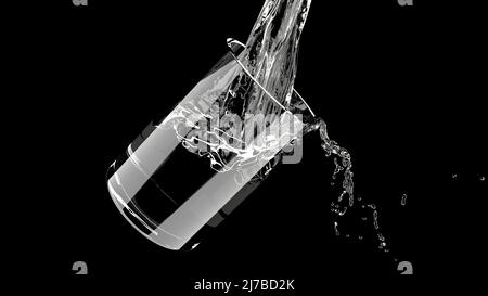 Wasser in Glas gegossen gesunden Lebensstil super 3D Render Stockfoto