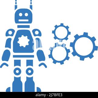 Maschine, Robotersymbol ist auf weißem Hintergrund isoliert. Einfache Vektordarstellung für Grafik- und Webdesign oder kommerzielle Zwecke. Stock Vektor