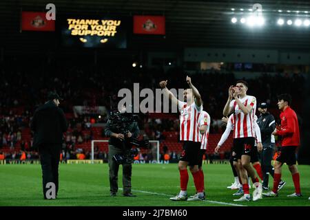 SUNDERLAND, GROSSBRITANNIEN. MAI 6. während der Sky Bet League 1 Play-Off Semi Final 1. Leg zwischen Sunderland und Sheffield Mittwoch im Stadium of Light, Sunderland am Freitag, den 6.. Mai 2022. (Quelle: Will Matthews | MI News) Stockfoto