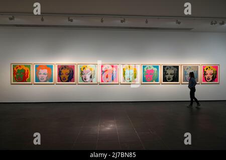 GENT - berühmte Marilyn Monroe-Siebdrucke von Andy Warhol in der Popart-Ausstellung des SMAK-Museums für moderne Kunst Stockfoto