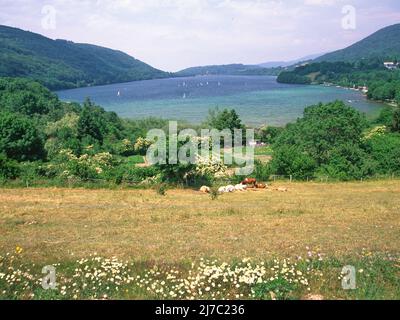 Laffrey Bergsee in Isère Stockfoto