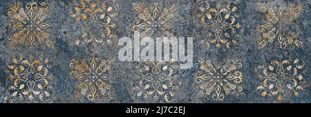 Vintage floralen Hintergrund, Patchwork Retro-Muster mit rustikalem Hintergrund, geometrische Dekor digitale Fliese Oberfläche Stockfoto