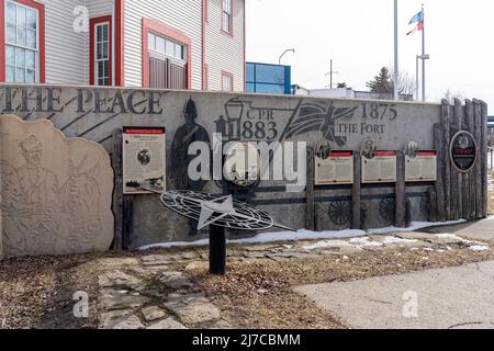 Calgary, ab, Kanada - März 14 2022 : Fort Calgary National Historic Site of Canada. Stockfoto