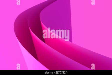Abstrakte lila Formen auf einem rosa Hintergrund. 3D-Illustration Stockfoto