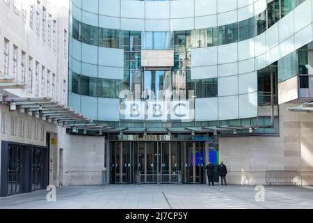 Eine allgemeine Ansicht des BBC Broadcasting House am Langham Place. Bild aufgenommen am 8.. Mai 2022. © Belinda Jiao jiao.bilin@gmail.com 07598931257 ht Stockfoto