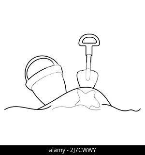 Sommer Strand Spielzeug. Gliederungsdarstellung. Isoliert auf weißem Background. Stock Vektor