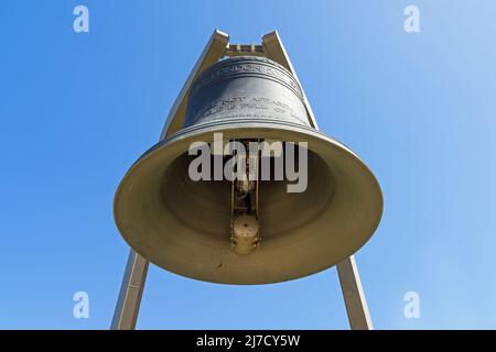 Bronzeglocke London 2012 im Queen Elizabeth Park in Stratford. London Stockfoto