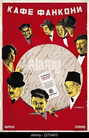 Vintage 1920s Soviet Avant-Garde Filmplakat für : CAFE FANCONI 1927 - Poster von Stenberg Brothers - Vladimir Stenberg, Georgii Stenberg Stockfoto