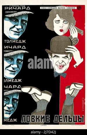 Vintage 1920s Soviet Avant-Garde Filmplakat für HINTERHÄLTIGE OPERATOREN 1924 - Poster von Stenberg Brothers - Vladimir Stenberg, Georgii Stenberg Stockfoto