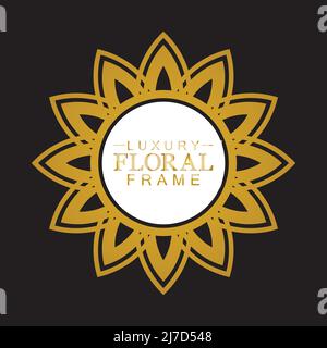 Gold ornamental rund, Dekorative Kunst Rahmen, abstrakte Vektor florale Ornament Grenze, Porzellan Muster Design. Stock Vektor