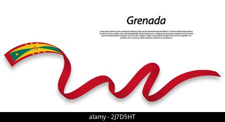 Winkende Band oder Banner mit Flagge Grenada. Für Independence day Poster Design Template Stock Vektor