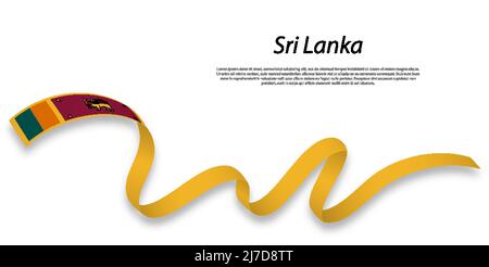 Winkende Band oder Banner mit Flagge von Sri Lanka. Für Independence day Poster Design Template Stock Vektor