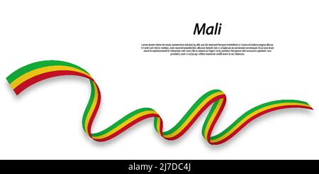 Winkende Band oder Banner mit Flagge von Mali. Für Independence day Poster Design Template Stock Vektor