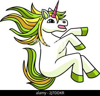 Einhorn Sliding Cartoon Farbige Cliparte Stock Vektor