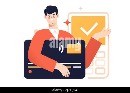 Kontaktlose Zahlung, drahtlose Transaktion, Online-Verarbeitung Vektor-Illustration Stock Vektor