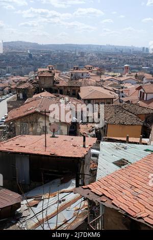 Die alte Siedlung rund um die Burg von Ankara. Besuchsdatum 30.03.2022 Stockfoto