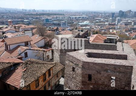 Die alte Siedlung rund um die Burg von Ankara. Besuchsdatum 30.03.2022 Stockfoto