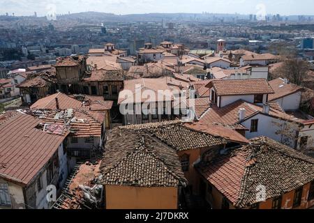 Die alte Siedlung rund um die Burg von Ankara. Besuchsdatum 30.03.2022 Stockfoto