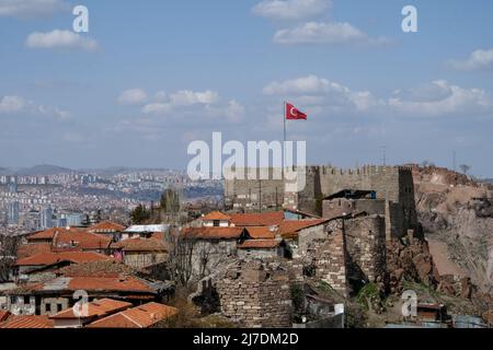 Die alte Siedlung rund um die Burg von Ankara. Besuchsdatum 30.03.2022 Stockfoto