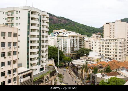 Ansicht des Botafogo-Viertels in Rio de Janeiro Brasilien - 19. Februar 2022: Luftaufnahme des Botafogo-Viertels in Rio de Janeiro. Stockfoto