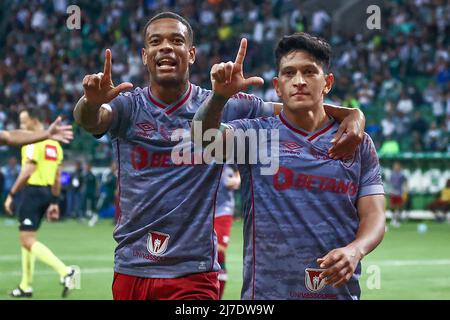 SP - Sao Paulo - 05/08/2022 - BRASILIANISCHER A 2022, PALMEIRAS X FLUMINENSE - Deutscher Cano Spieler von Fluminense feiert sein Tor mit Caio Paulista Spieler seiner Mannschaft während eines Spiels gegen Palmeiras im Arena Allianz Parque Stadion für die brasilianische Meisterschaft A 2022. Foto: Marcello Zambrana/AGIF/Sipa USA Stockfoto