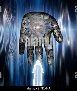 Aufseher Gott Maschine. 3D Rendern Stockfoto