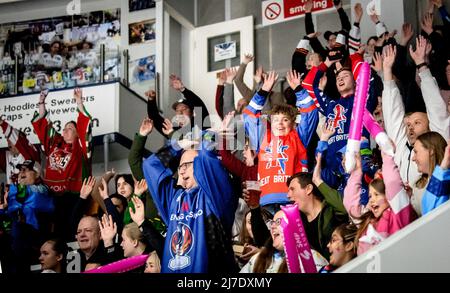 Coventry, Großbritannien, 7. Mai 2022. Unterstützer beim internationalen Spiel zwischen GB und Dänemark im Skydome, Coventry, Großbritannien, am 7. Mai 2022. Foto von Phil Hutchinson. Nur zur redaktionellen Verwendung, Lizenz für kommerzielle Nutzung erforderlich. Keine Verwendung bei Wetten, Spielen oder Veröffentlichungen einzelner Clubs/Vereine/Spieler. Stockfoto