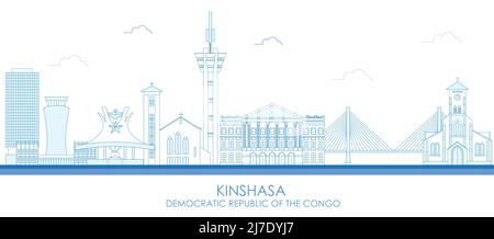 Skizzieren Skyline Panorama von Kinshasa, Demokratische Republik Kongo - Vektor-Illustration Stock Vektor