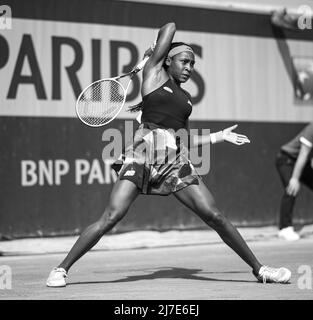 Cori Coco Gauff während der zweiten Runde bei Roland-Garros (French Open), Grand Slam Tennisturnier am 3. Juni 2021 im Roland-Garros Stadion in Paris Stockfoto