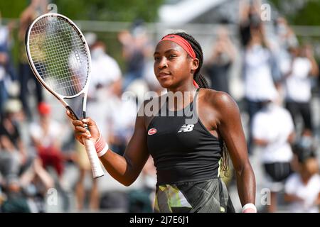 Cori Coco Gauff während der zweiten Runde bei Roland-Garros (French Open), Grand Slam Tennisturnier am 3. Juni 2021 im Roland-Garros Stadion in Paris Stockfoto