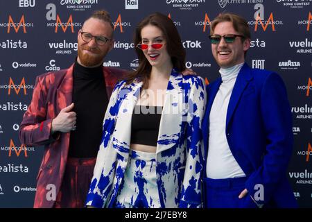 Turin, Italien. 08. Mai 2022. Tschechische Gruppe Wir sind Domi auf dem Türkisteppich des Eurovision Song Contest Stockfoto