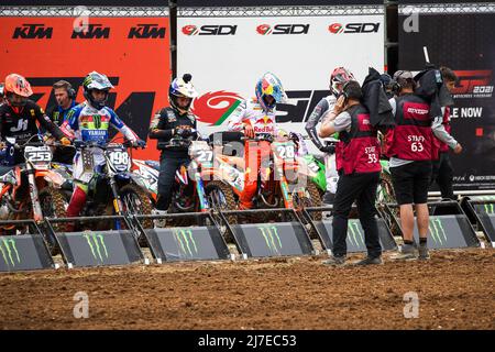 Maggiora Park, Maggiora (NO), Italien, 08. Mai 2022, Startlinie MX2 während der 2022 FIM MXGP/MX2 Motocross Weltmeisterschaft - MXGP von Italien (Maggiora) - Motocross Stockfoto
