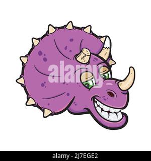 Cartoon Triceraptops Dinosaurier Kopf. Clip-Art-Vektor. Logo, Maskottchen, Zeichentrickfilm. Vektor und Illustration. Stock Vektor