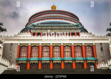 Renmin Volksplatz, große Halle des Volkes, Chongqing, Sichuan Stockfoto