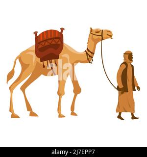 Kamel und arabischer Mann Kameltaler. Vektorgrafik Stock Vektor