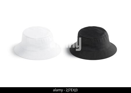 Blank schwarz-weiß Eimer Hut Mockup, Vorderansicht Stockfoto