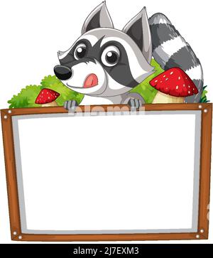 Waschbär mit leerer Whiteboard-Illustration Stock Vektor