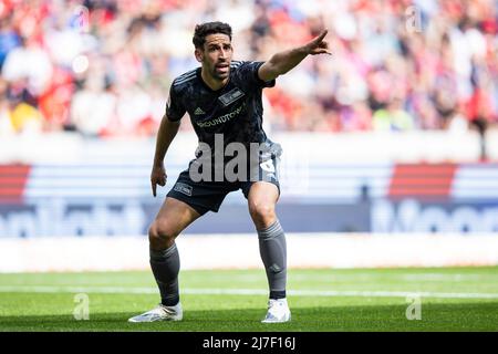 Freiburg Im Breisgau, Deutschland. 07.. Mai 2022. Fußball: Bundesliga, SC Freiburg - 1. FC Union Berlin, 33. Spieltag, Europa-Park Stadion. Union Berlins Rani Khedira-Gesten. Kredit: Tom Weller/dpa - WICHTIGER HINWEIS: Gemäß den Anforderungen der DFL Deutsche Fußball Liga und des DFB Deutscher Fußball-Bund ist es untersagt, im Stadion und/oder vom Spiel aufgenommene Fotos in Form von Sequenzbildern und/oder videoähnlichen Fotoserien zu verwenden oder zu verwenden./dpa/Alamy Live News Stockfoto