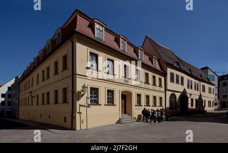 Halle S Händelhaus 55087 , Geburtshaus / Georg Friedrich Händel 1685 rechts zum Museum zugenommenes Nachbarhaus Stockfoto