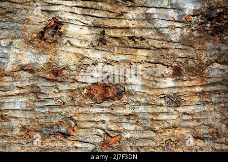Alte Ziegelsteine Wandmuster. Mittelalterliche Steinmauer. Hintergrund, Textur Stockfoto